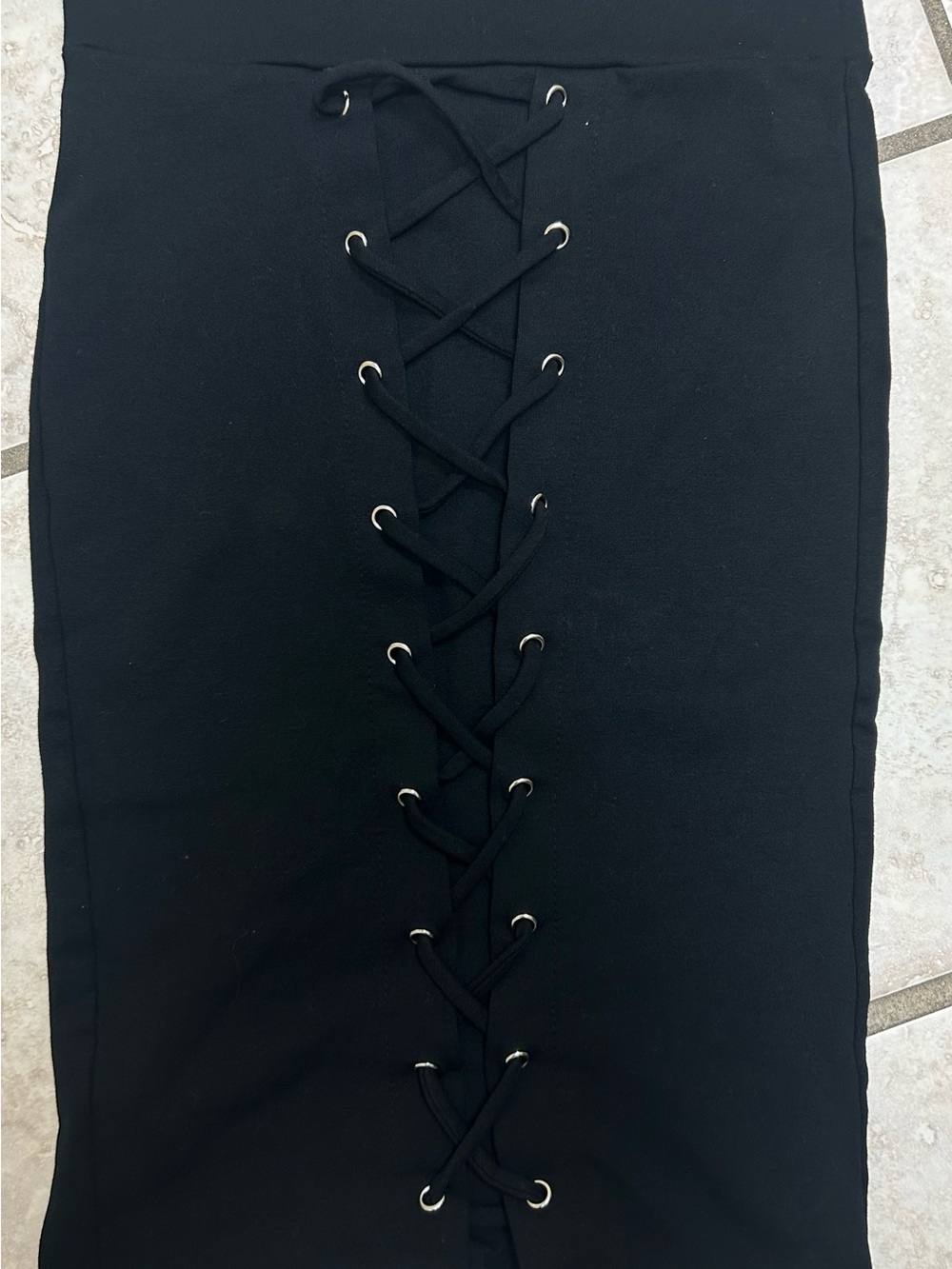 Windsor Black Lace-Up Front Pencil Skirt